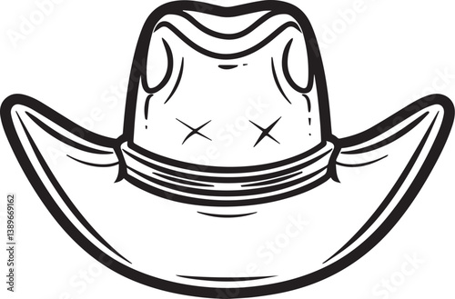 cowboy hat icon linear black on white backgroun