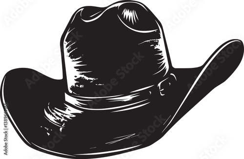 cowboy hat silhouette vector black on white background