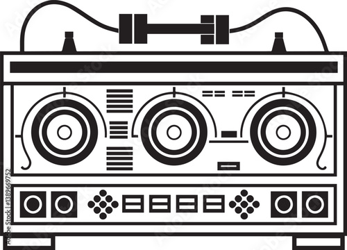 80's Boombox icon linear black on white background