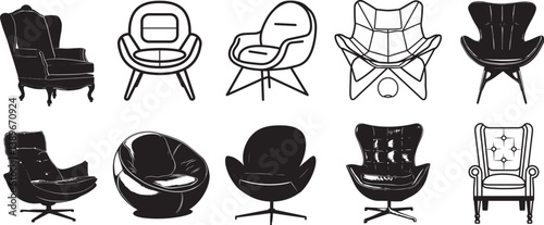 PUF Chair icon linear black on white background