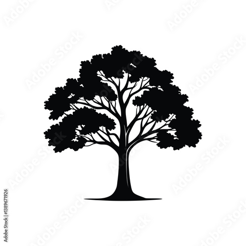 Tree silhouette isolated on a white Background