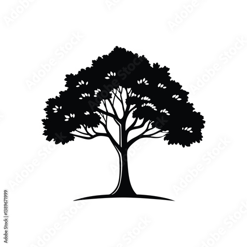Tree silhouette isolated on a white Background