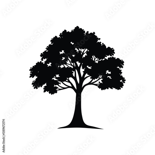 Tree silhouette isolated on a white Background