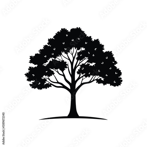 Tree silhouette isolated on a white Background