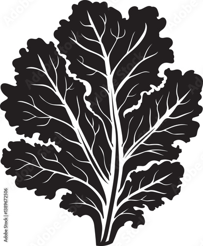 lettuce leaf silhouette vector black