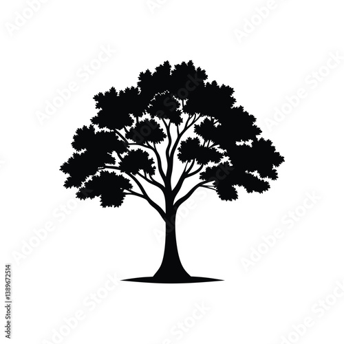 Tree silhouette isolated on a white Background