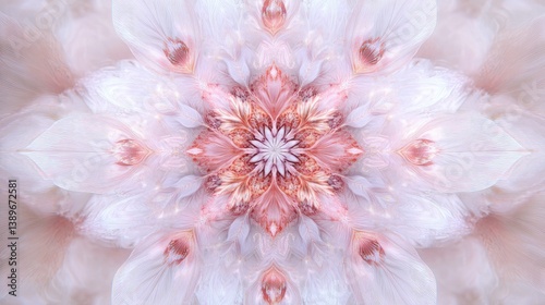 Ethereal Floral Pattern with Soft Pastel Hues and Symmetrical Design for Artistic and Decorative Use