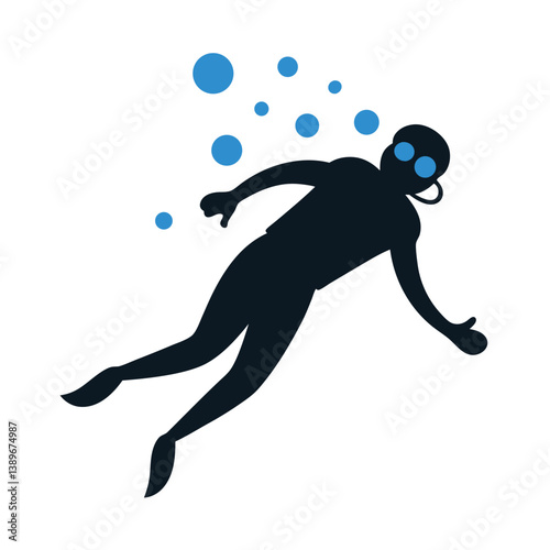 Underwater Diver Silhouette Exploring the Ocean Depths