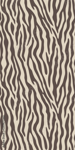 Wallpaper Mural Vertical Seamless animal print background with taupe and beige zebra stripes, safari inspired natural design for wallpaper, fabric, wrapping, fashion, texture, wild animal fur skin, repeating pattern Torontodigital.ca