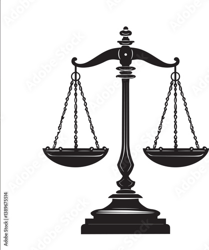 Scales of Justice silhouette vector black photo