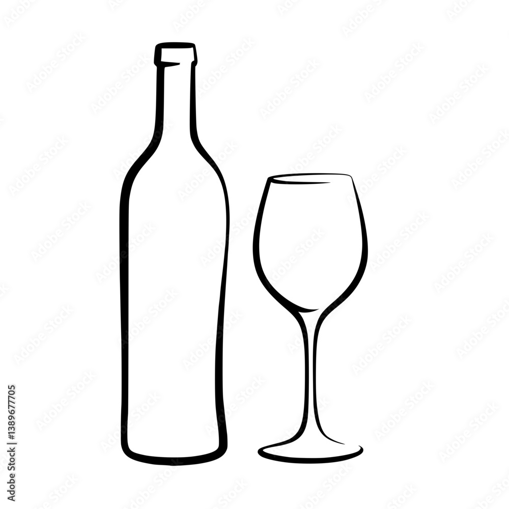 Vector Illustration of a Wine Glass with Elegant Silhouette Vector Illustration of a Wine Glass with Elegant Silhouette