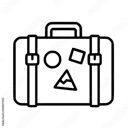 Minimal Line Art Vector of a Travel Suitcase Icon
