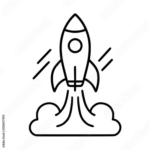 Minimal Vector Rocket Icon in Outline Style for Space and Innovation Themes