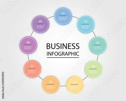 Business Infographic modern design template for banners and infographics for 9 circle step 