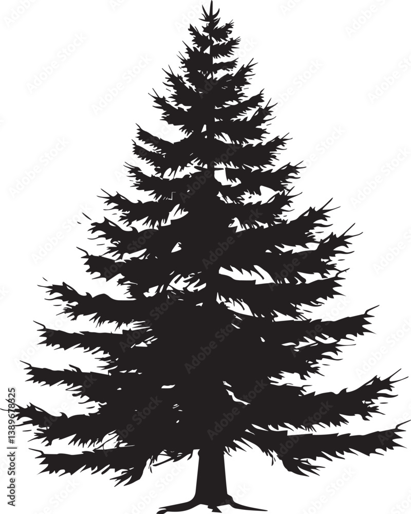 Obraz premium Fir tree silhouette vector black