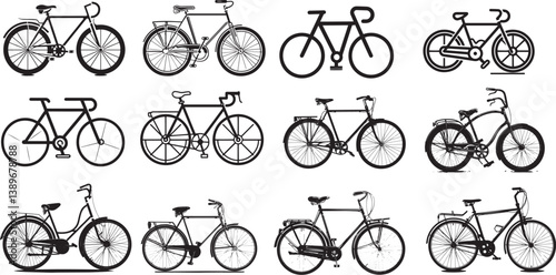 bicycle icon linear black on white background