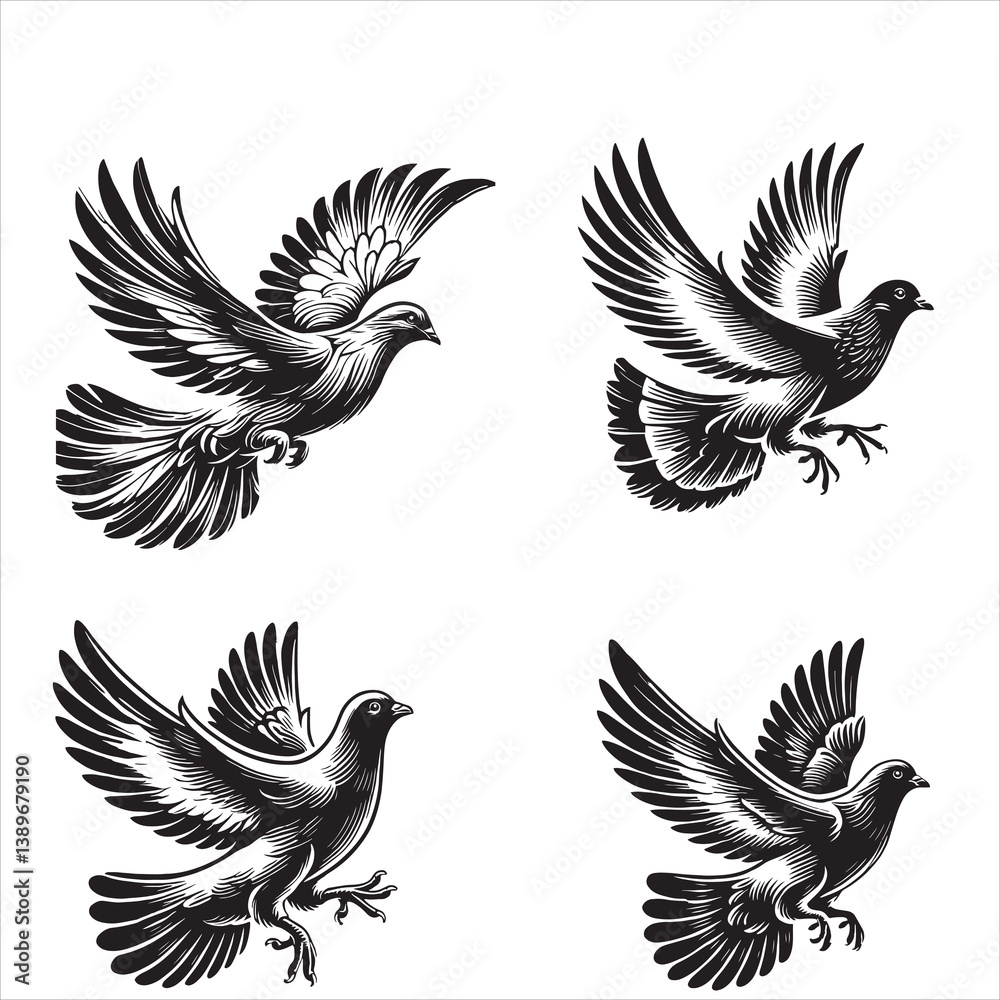 Obraz premium Pigeons flying vector