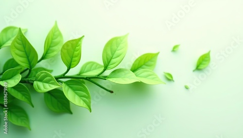 Flowing green leafy shapes on a soft white background,  natural,  vibrant