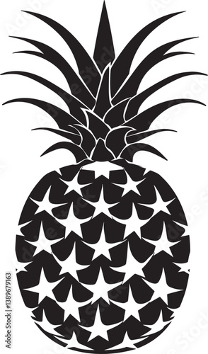 Pineapple silhouette vector black