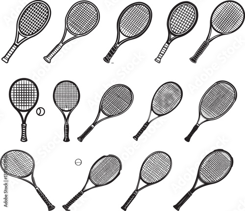 Tennis Bat icon linear black on white background