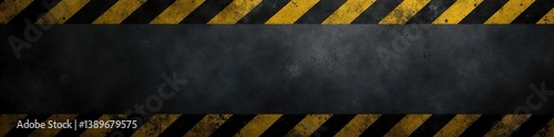 Grunge dark grey background with black and yellow warning stripes,  abstract, warning