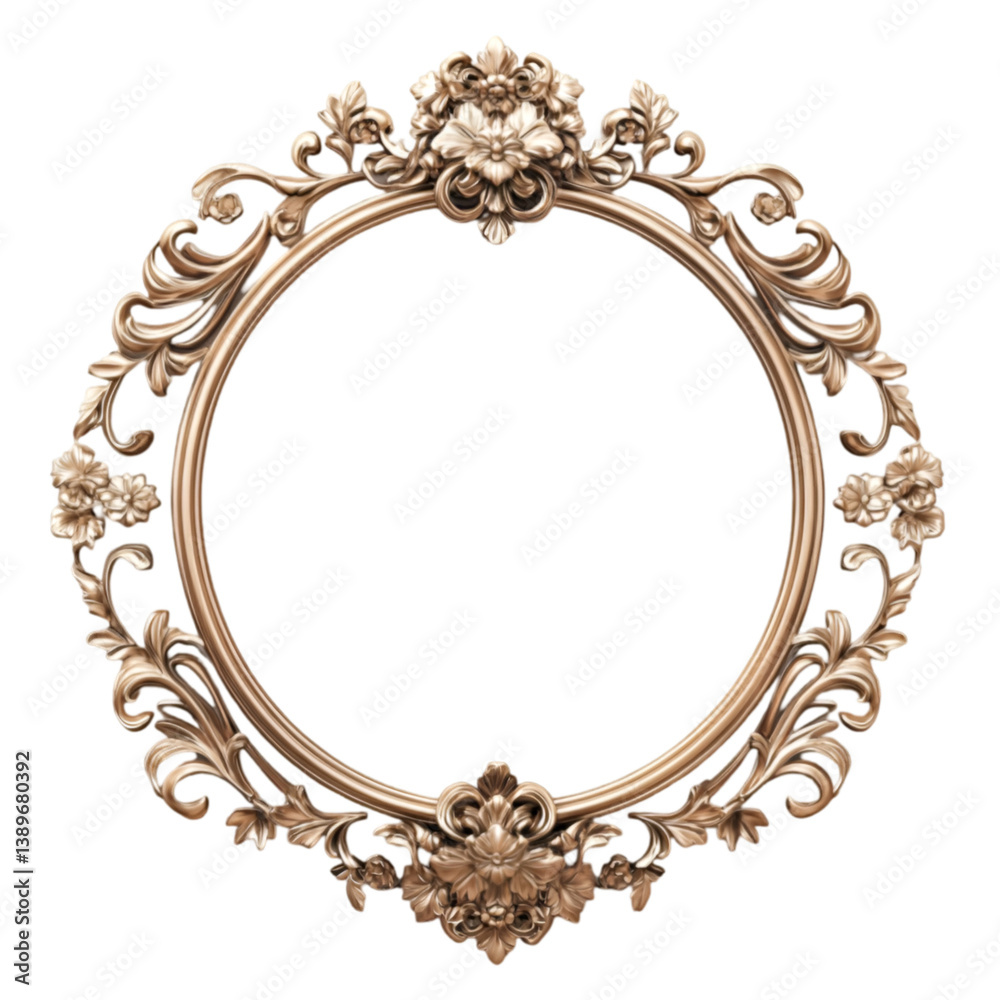 Ornate Gold Round Frame Elegant Floral Design Ornate Gold Round Frame Elegant Floral Design