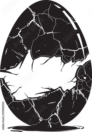 cracked egg silhouette vector black