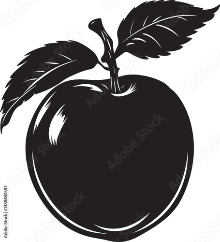 Peach silhouette vector black