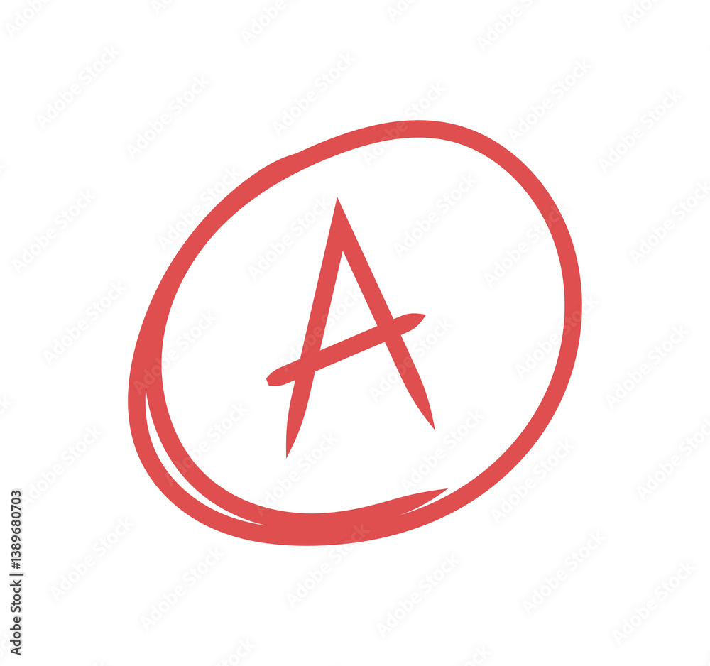 Obraz premium Letter grades icons. Flat, red, school grade. Vector