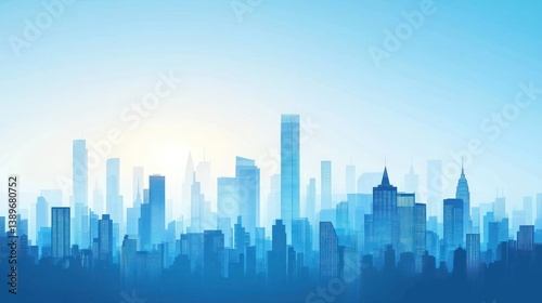City skyline at dawn, urban landscape, tranquil view, use for wallpaper or background