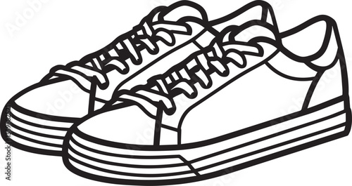 Sneakers no brand label icon linear black