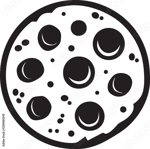 Chocolate chip cookie icon linear black photo