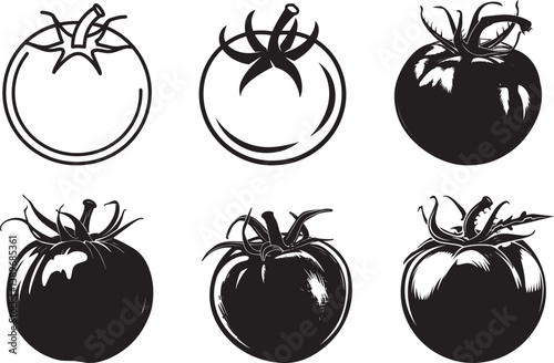 Tomato icon linear black on white background