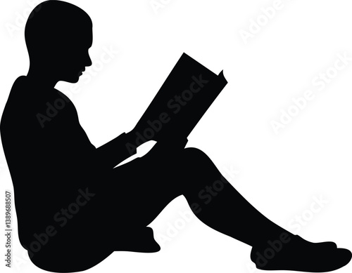 Silhouette of Person Sitting and Reading a Book