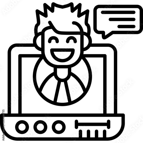 Online Interview Icon Vector Element