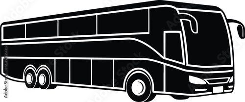 Black and White Silhouette of a Side-Profile Bus for Travel Themes