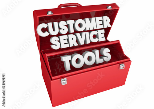 Customer Service Tools Red Toolbox Training Resources Help Support 3d Illustration