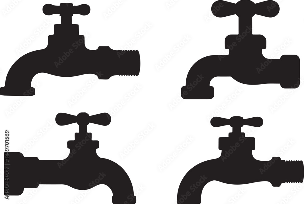Water Tap vector with Drop Isolated on White Background Water Tap vector with Drop Isolated on White Background
