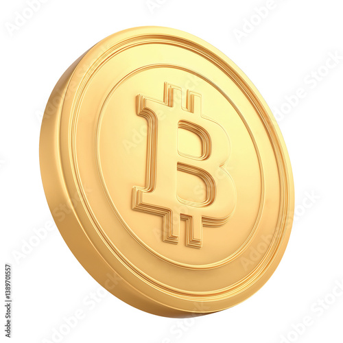 bitcoin gold coin icon on transparent background