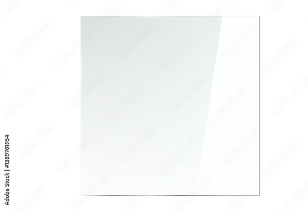 Realistic transparent glass rectangle plate. Acrylic texture frame with light reflection and glossy effect. Empty panel on white background. Vector PNG illustration. Realistic transparent glass rectangle plate. Acrylic texture frame with light reflection and glossy effect. Empty panel on white background. Vector PNG illustration.