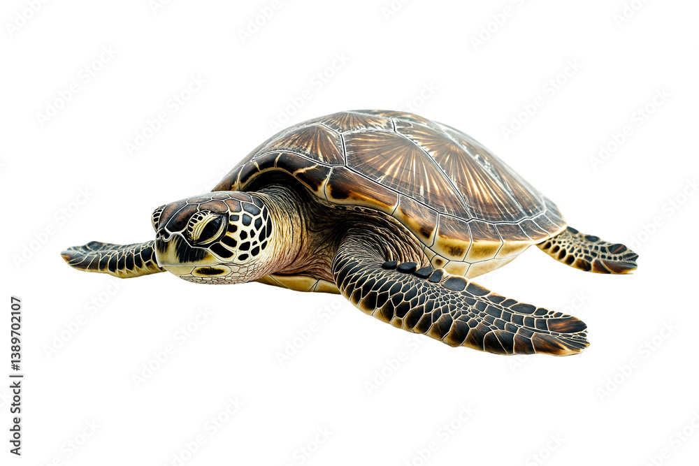 Obraz premium Realistic sea turtle isolated on transparent background