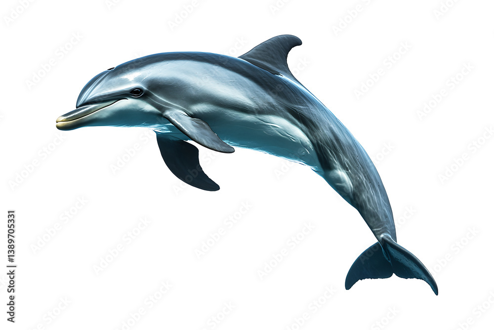 Fototapeta premium Realistic dolphin swimming isolated on transparent background