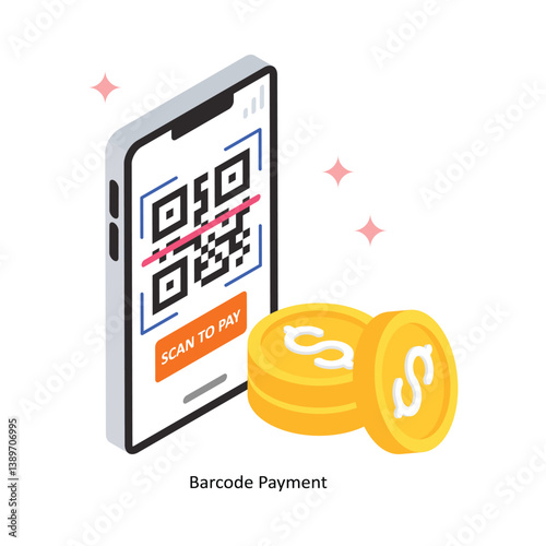 Barcode Payment Concept isometric Style Illustrations. Eps 10 File