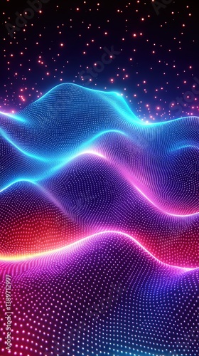 Abstract digital wave backgrounds with glowing particles and fluid neon energy · Ideal for AI visuals, tech motion graphics, music visuals, UI/UX design, and digital branding projects
