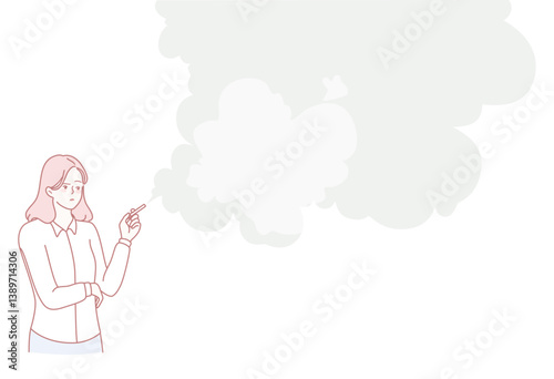 A woman is thoughtfully contemplating life while being surrounded by dreamy, atmospheric smoke clouds