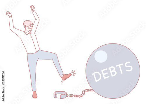 An illustration vividly depicting the struggle and journey of overcoming the burdens associated with financial debt