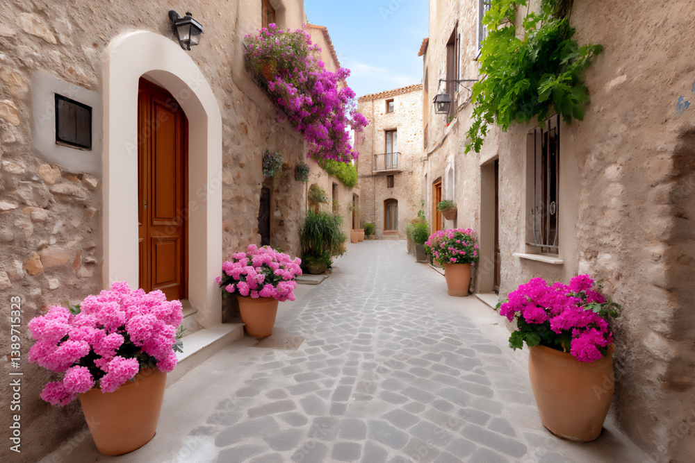 Fototapeta premium european flower-lined alley