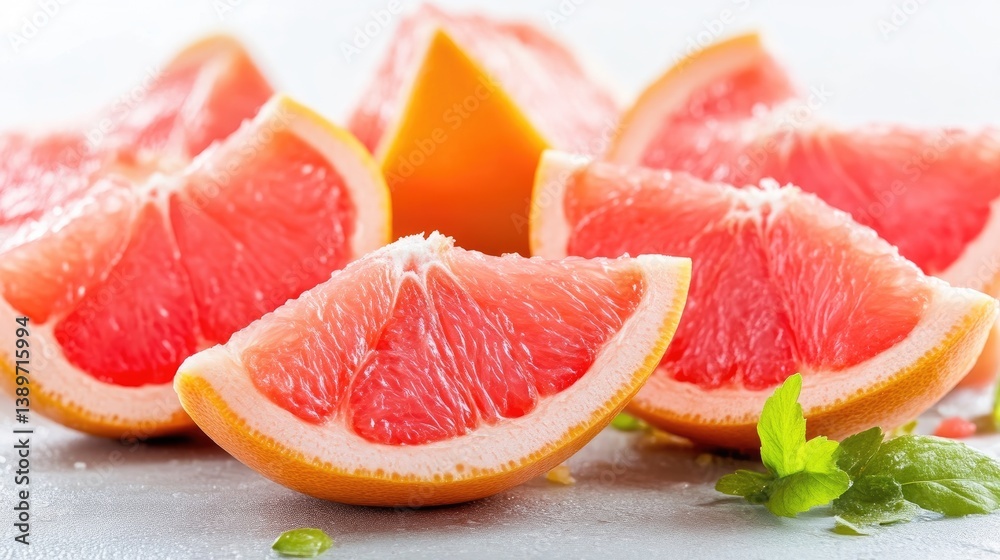 Fresh grapefruit slices arranged attractively Fresh grapefruit slices arranged attractively
