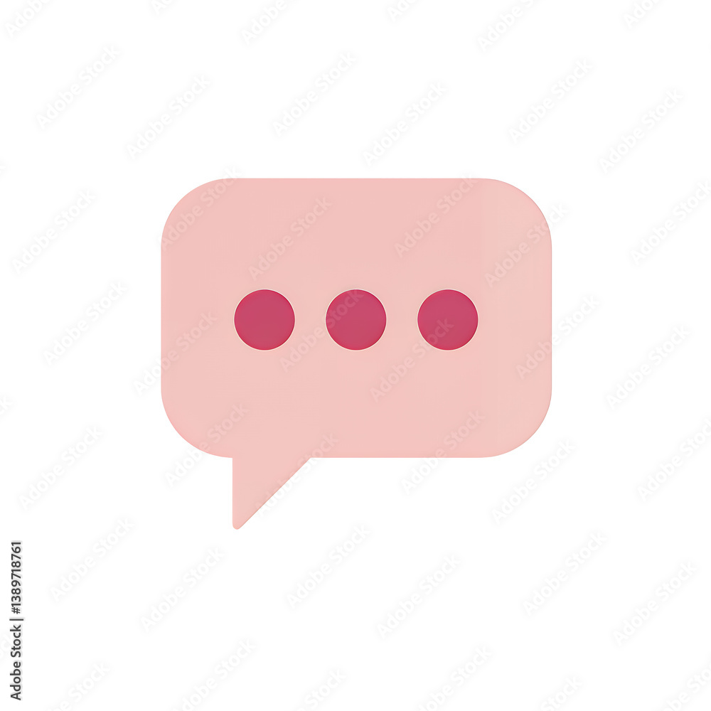 Pink speech bubble with three dots on isolated white and transparent background, concept for communication, social media, and online chat applications Pink speech bubble with three dots on isolated white and transparent background, concept for communication, social media, and online chat applications
