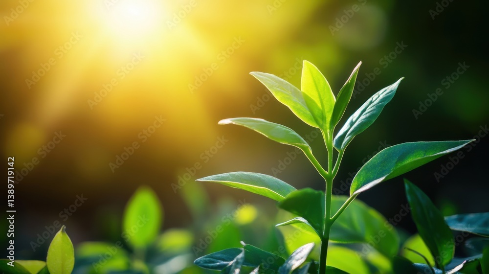 Plant growing sunlight. Generative AI Plant growing sunlight. Generative AI